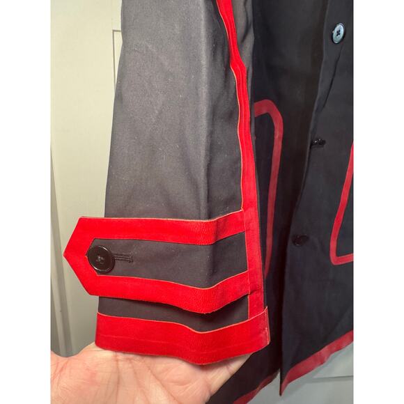 Ralph Lauren New Women's Black Label-Black Trench Coat Red Trim Size 4 - Italy - Picture 6 of 16